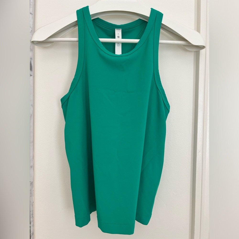 Lululemon align waist length race back tank green sz 8